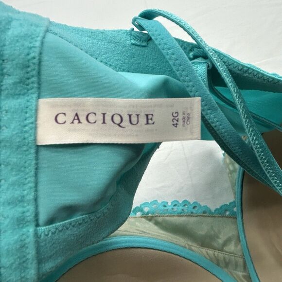 Lane Bryant Cacique Lightly Lined Multi-Way Strapless Crochet Teal Bra 42G Sexy - Picture 7 of 11